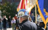 2004 Memorial Service - Officer with shiny helmet and flag